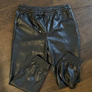 Banana Republic Black Faux Leather Joggers